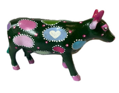 Black Cow with hearts / Hand-Painted resin cow Collectable