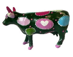 Black Cow with hearts / Hand-Painted resin cow Collectable