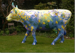Hand-Painted Daffodils Resin Cow – Life-Size Garden Feature (Made to Order)