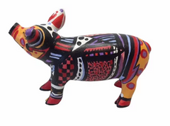 Vibrant Patchwork Mini Pig/ Limited Edition Handcrafted Décor