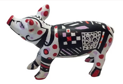 Vibrant Patchwork Fantasy Miniature Pig – Limited Edition Handcrafted Decor