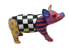 " Playful Patterns” Miniature/Bold Hand-Painted  Resin Pig