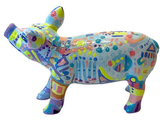 Abstract Pastel Mini Pig/Hand-Painted Resin Collectible