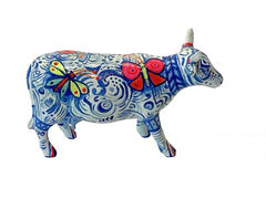 Blue Swirl Mini Cow/ Hand-Painted Artistic Resin Figurine