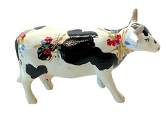 Classic Black & White Hand-Painted Mini Cow