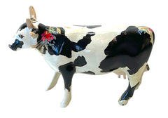 Classic Black & White Hand-Painted Mini Cow
