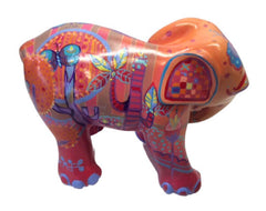 Cactus & Butterflies Resin Elephant Figurine / Handcrafted
