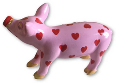 "Eat More Beef" Mini Pig – Handcrafted Resin Heart Pig