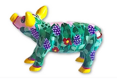 Lavender Meadow Mini Pig/ Hand-Painted Resin Figurine