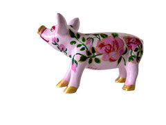 Rose Garden Mini Pig/ Hand-Painted Elegant Collectible