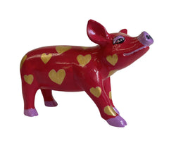 Golden Heart Mini Pig/ Hand-Painted Resin Collectible