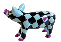 Harlequin Mini Pig/ Hand-Painted Checkered Collectable