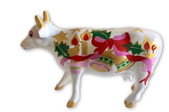 Festive Holiday Mini Cow – Christmas-Themed Hand-Painted Resin Cow Collectable
