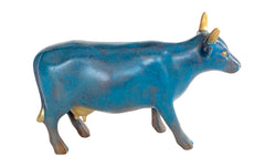 Midnight Blue & Gold Mini Cow – Sophisticated Hand-Painted Resin Cow Collectible