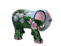 Garden Bliss Hand-Painted Floral Elephant Figurine