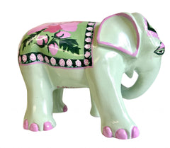 Pastel Garden Resin Elephant – Hand-Painted Collectible