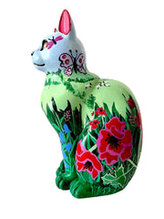 Meadow-Inspired Hand-Painted Resin Cat/Unique Handmade Cat Ornament