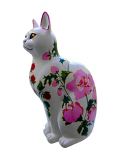 Handmade Resin Large Cat/ Elegant Floral Cat Décor